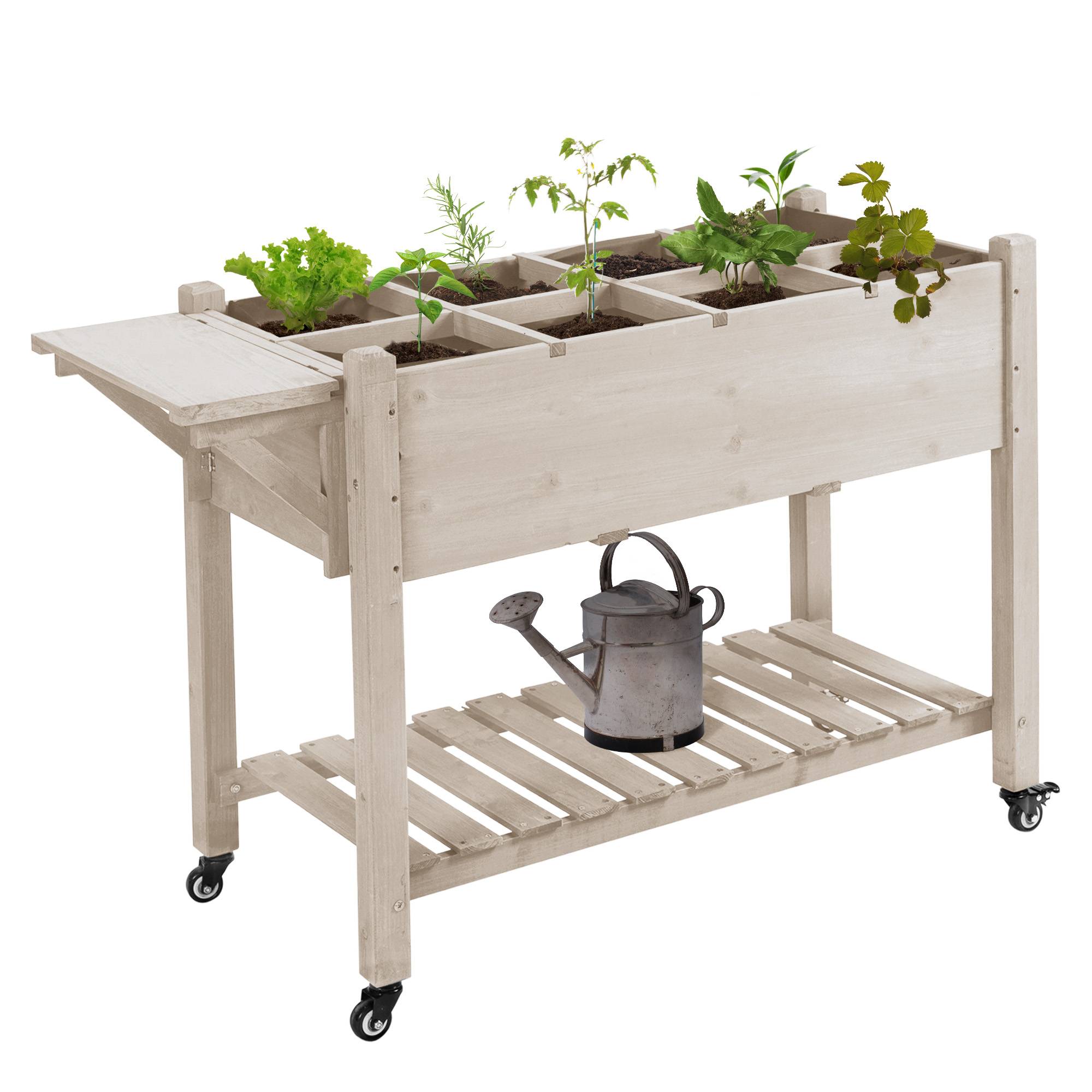 Sans Marque - Jardinière sur Pied - Potager sur roulettes - étagère, Tablette Rabattable, Inserts d'irrigation, Feutre de Drainage - Image 1
