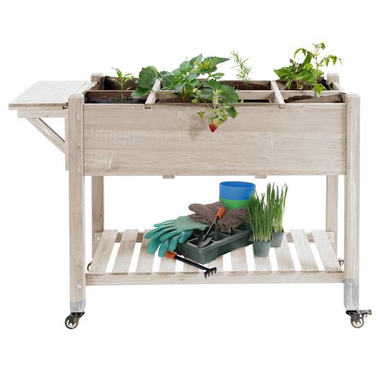 Sans Marque - Jardinière sur Pied - Potager sur roulettes - étagère, Tablette Rabattable, Inserts d'irrigation, Feutre de Drainage - Image 2