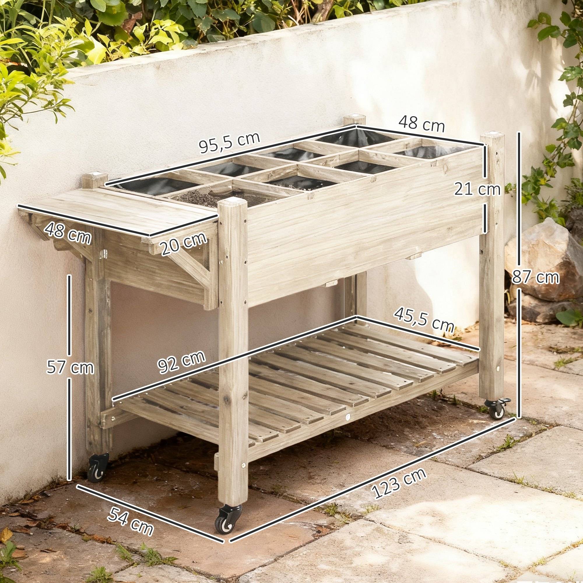 Sans Marque - Jardinière sur Pied - Potager sur roulettes - étagère, Tablette Rabattable, Inserts d'irrigation, Feutre de Drainage - Image 5