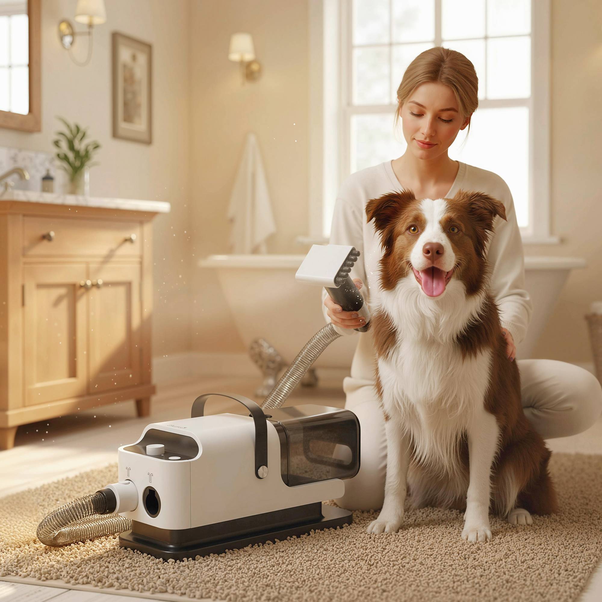 Sans Marque - Tondeuse chien aspirateur intégré tondeuse silencieuse blanche - Image 4