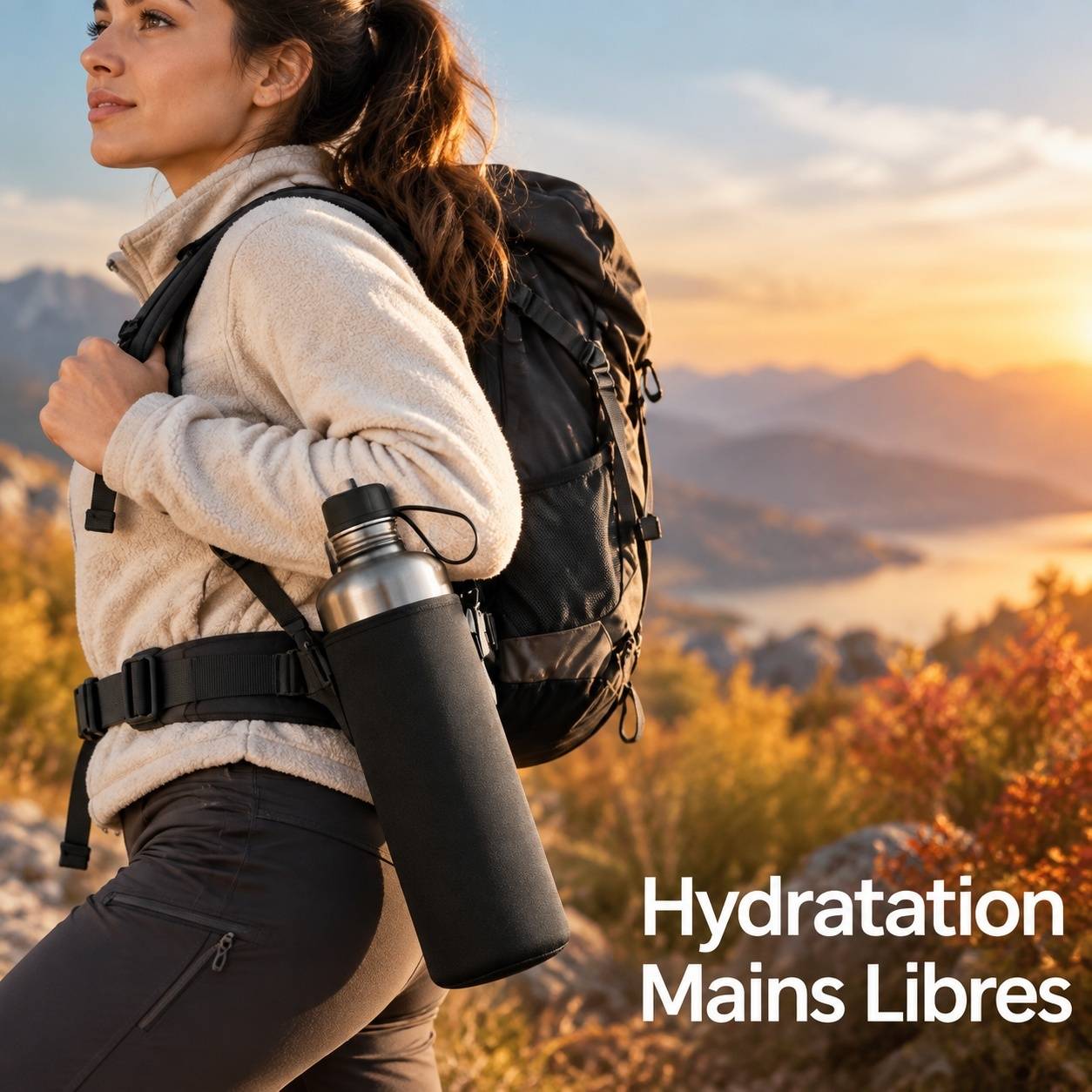 Bouteille Eau 2L Acier Inoxydable Avec 2 Couvercles Léger Pour Gym Randonnée Voyage - Image 8