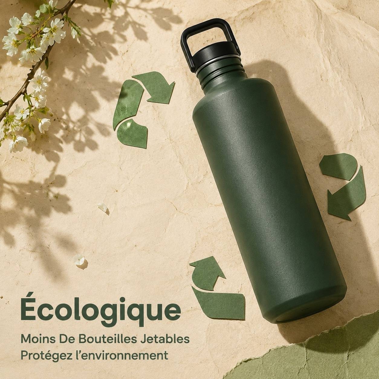 Bouteille Eau 2L Acier Inoxydable Avec 2 Couvercles Léger Pour Gym Randonnée Voyage - Image 6