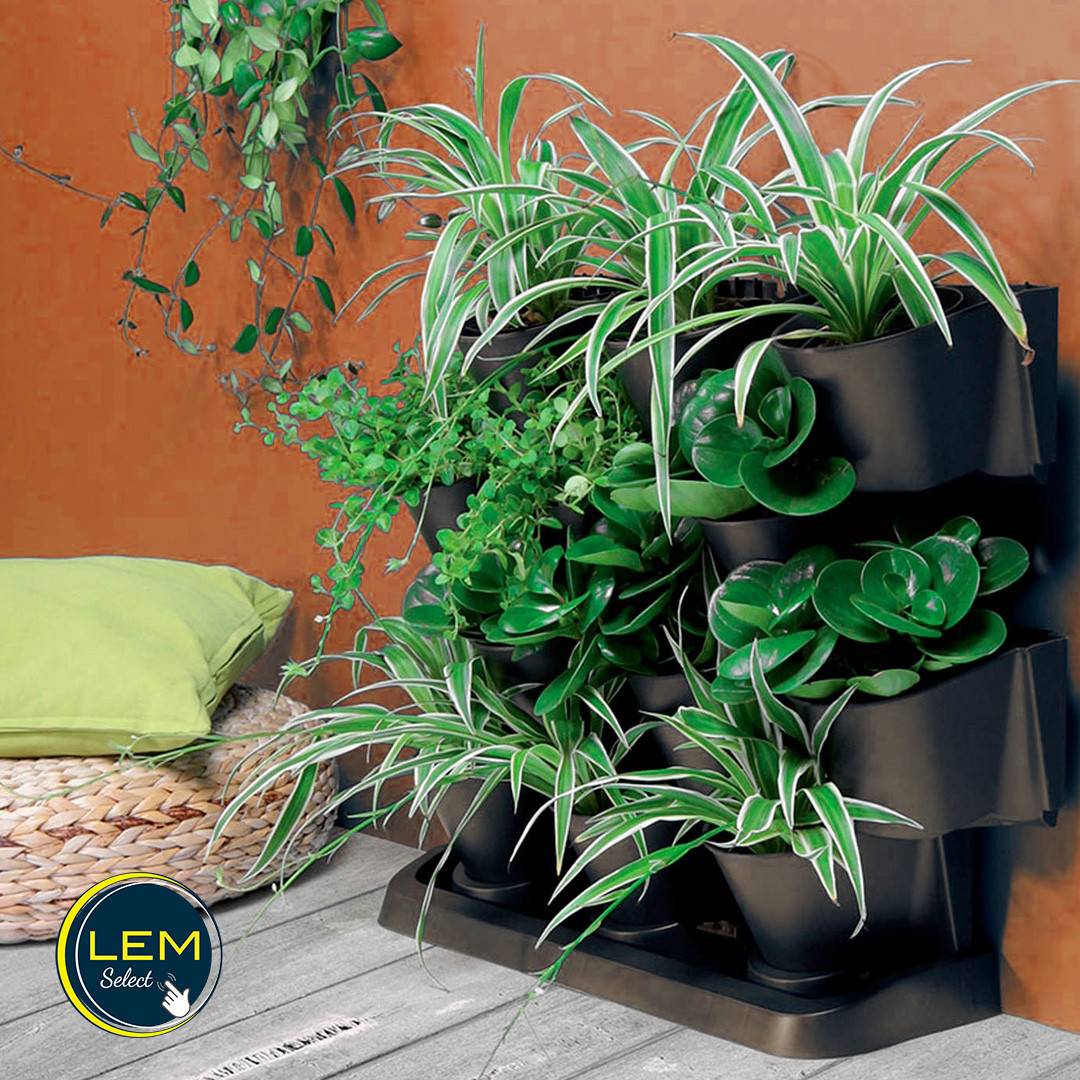 Lem Select - Jardinière Pot verticale Cascade Garden en plastique couleur anthracite 68,5 (L) x 19 (l) x 54,6 (H) cm - Image 4