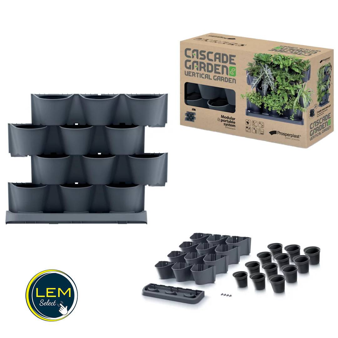 Lem Select - Jardinière Pot verticale Cascade Garden en plastique couleur anthracite 68,5 (L) x 19 (l) x 54,6 (H) cm - Image 2