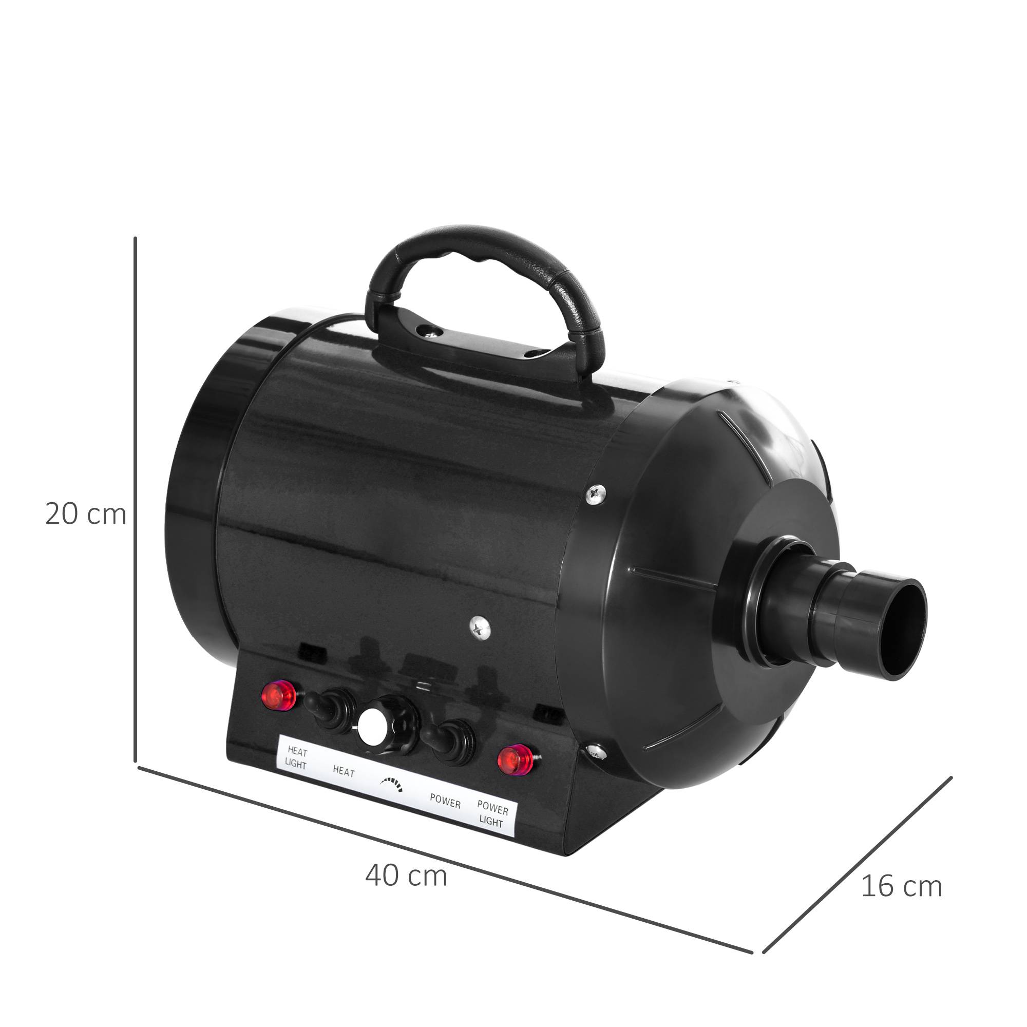 Sans Marque - Sèche-chien 2800W, vitesse et température réglables, 3 buses, chauffage, pour chiens/chats - Image 5