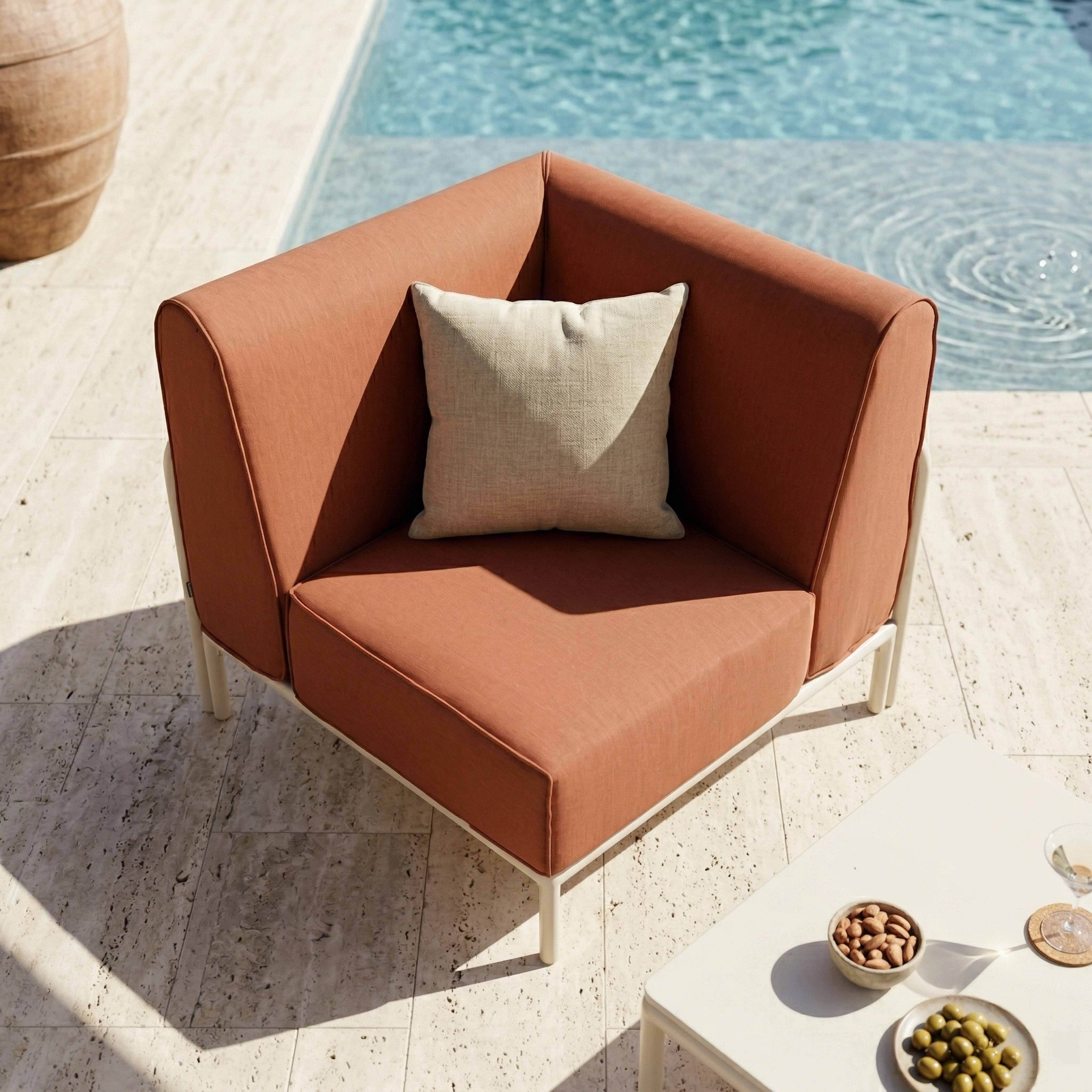 Oviala - Fauteuil d'angle pour salon de jardin modulable tissu terracotta Patio - Oviala - Image 3