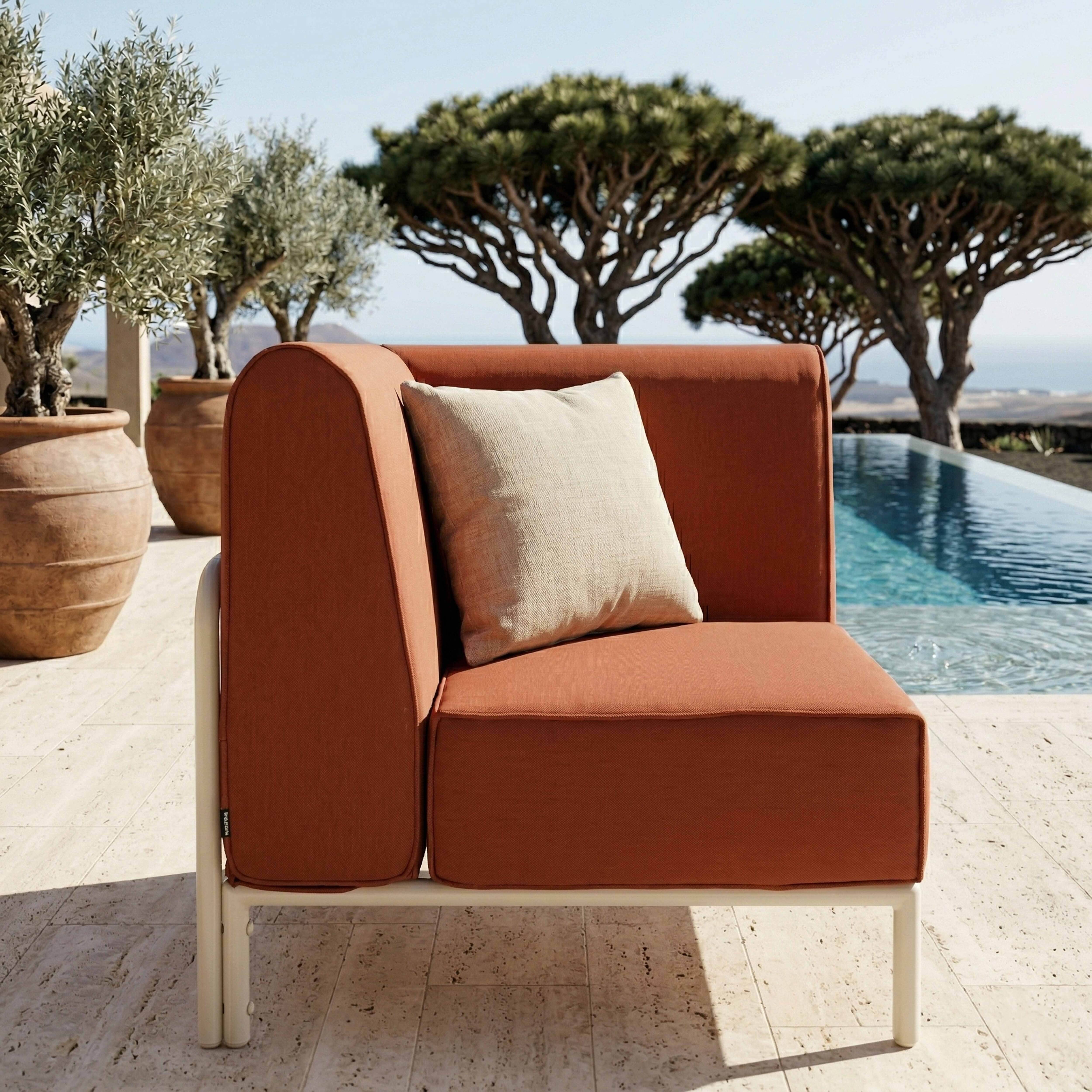 Oviala - Fauteuil d'angle pour salon de jardin modulable tissu terracotta Patio - Oviala - Image 4