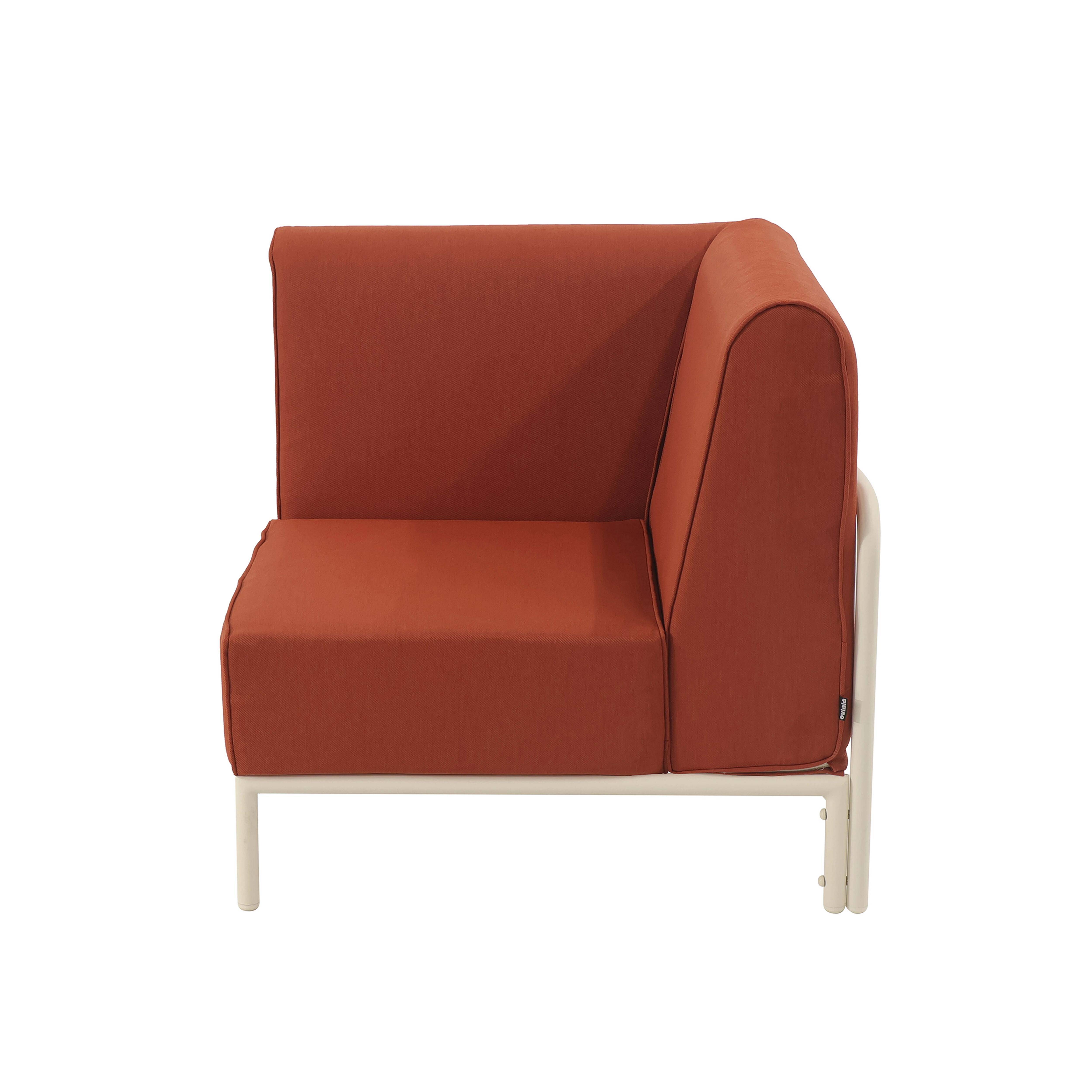 Oviala - Fauteuil d'angle pour salon de jardin modulable tissu terracotta Patio - Oviala - Image 6