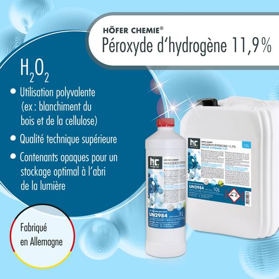 Peroxyde Péroxyde d'hydrogène 11,9 % Höfer Chemie® en bouteille de 1 L x 1 ...