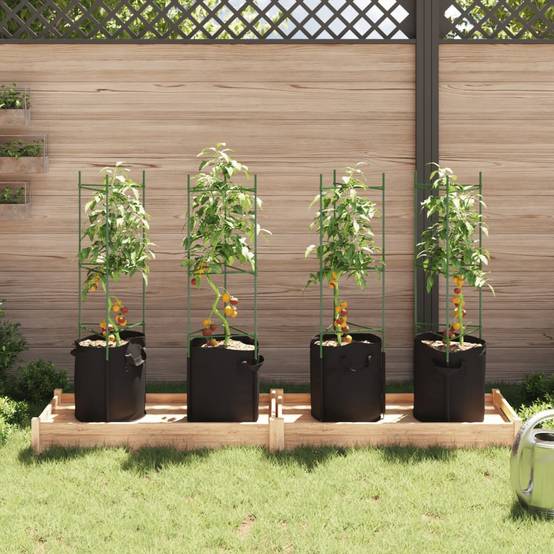 Kit de 4 Cages à Tomates Acier avec Sacs de Plantation pour Culture en Pot Jardin Vert 116 cm – ComfortXL Outdoor Living - Image 3