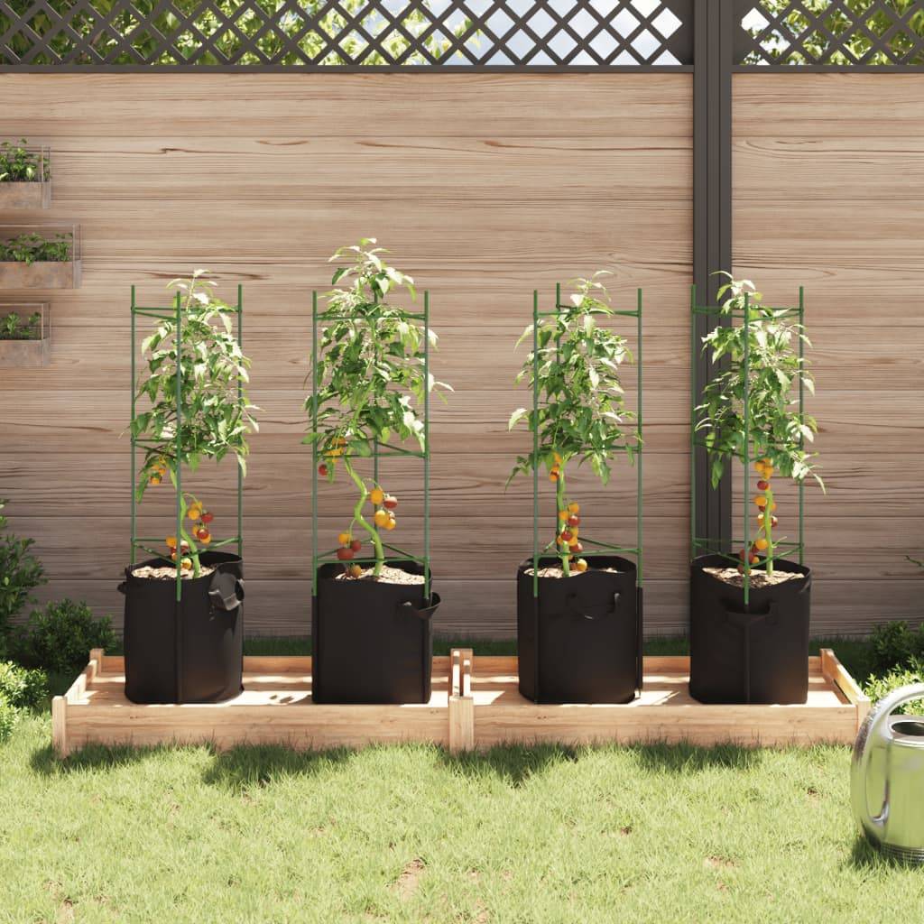 Kit de 4 Cages à Tomates Acier avec Sacs de Plantation pour Culture en Pot Jardin Vert 116 cm – ComfortXL Outdoor Living - Image 3