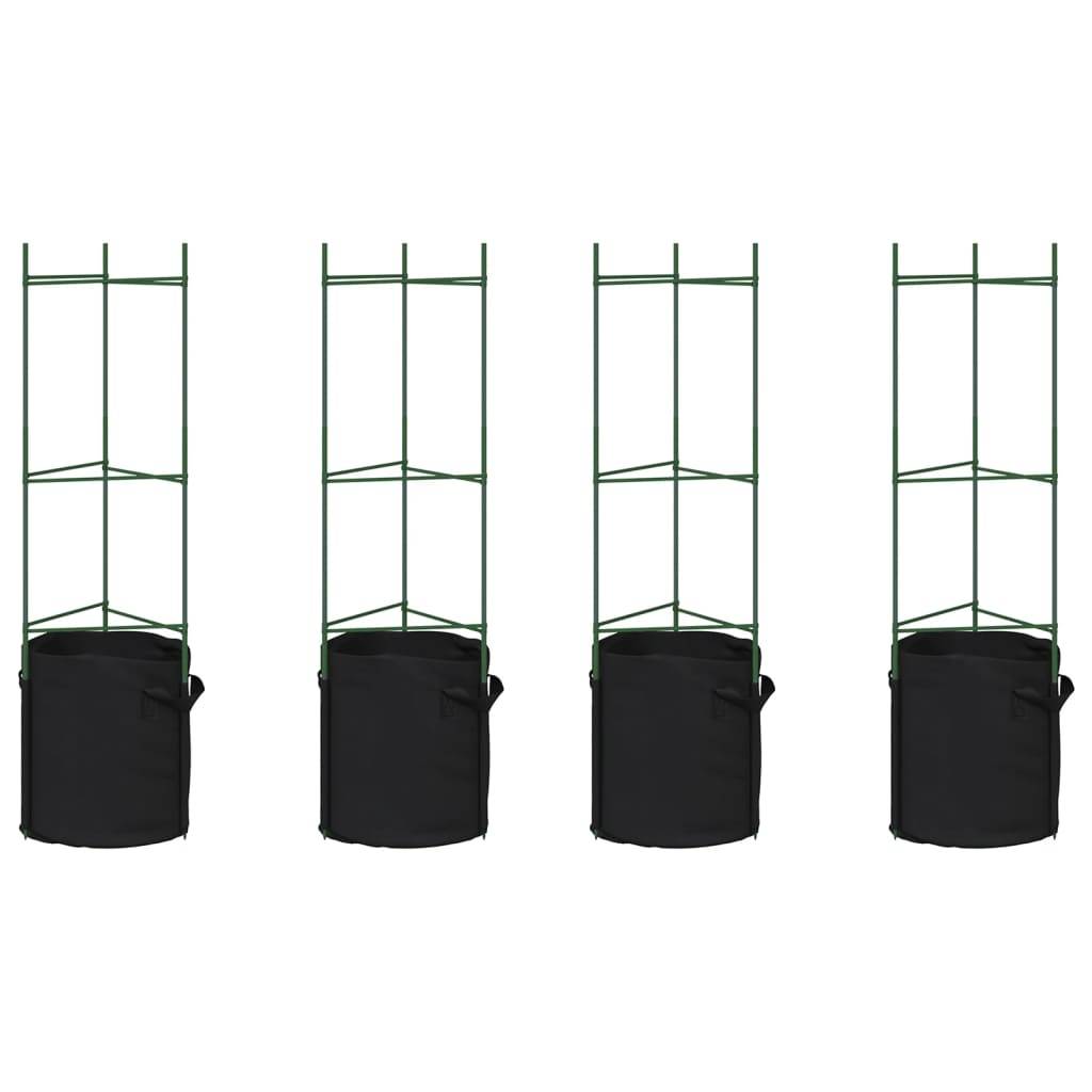 Kit de 4 Cages à Tomates Acier avec Sacs de Plantation pour Culture en Pot Jardin Vert 116 cm – ComfortXL Outdoor Living - Image 2