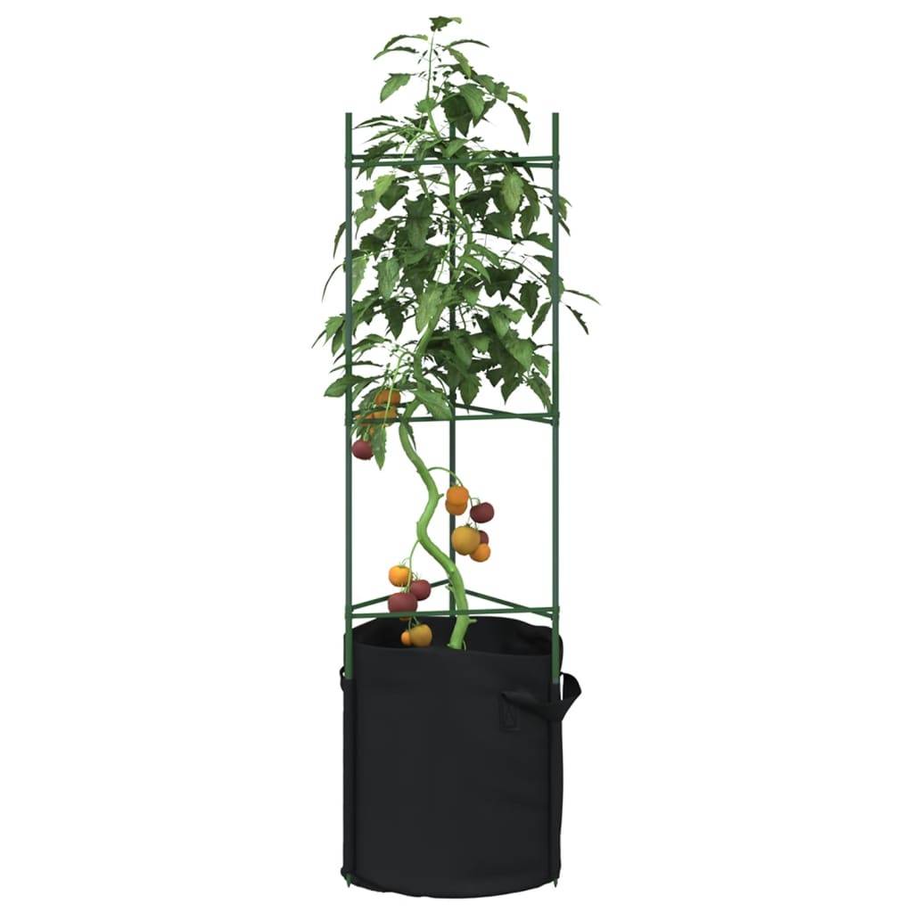 Kit de 4 Cages à Tomates Acier avec Sacs de Plantation pour Culture en Pot Jardin Vert 116 cm – ComfortXL Outdoor Living - Image 1