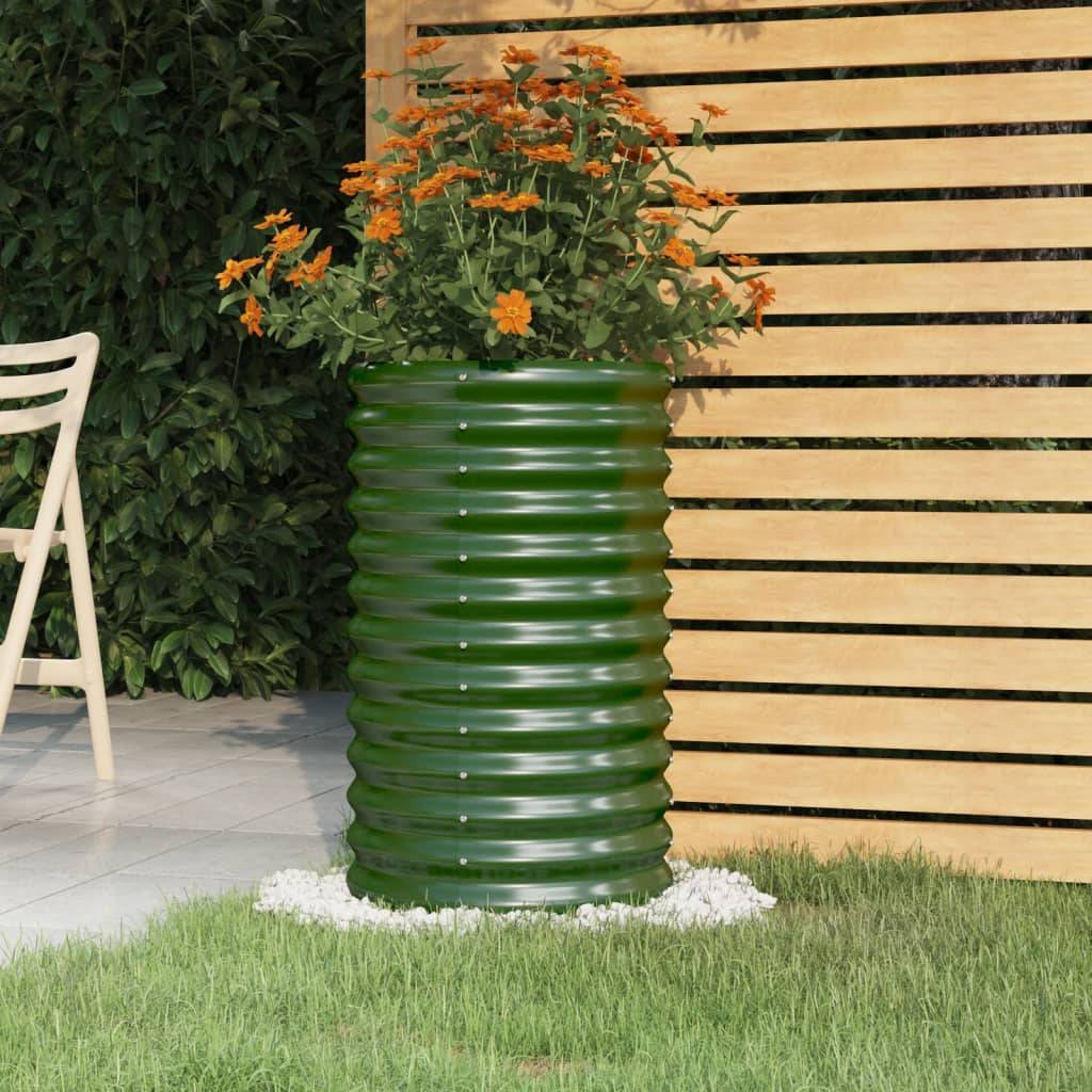 Haute jardinière ronde en acier galvanisé pot de fleur Vert 40x68 cm – ComfortXL Outdoor Living