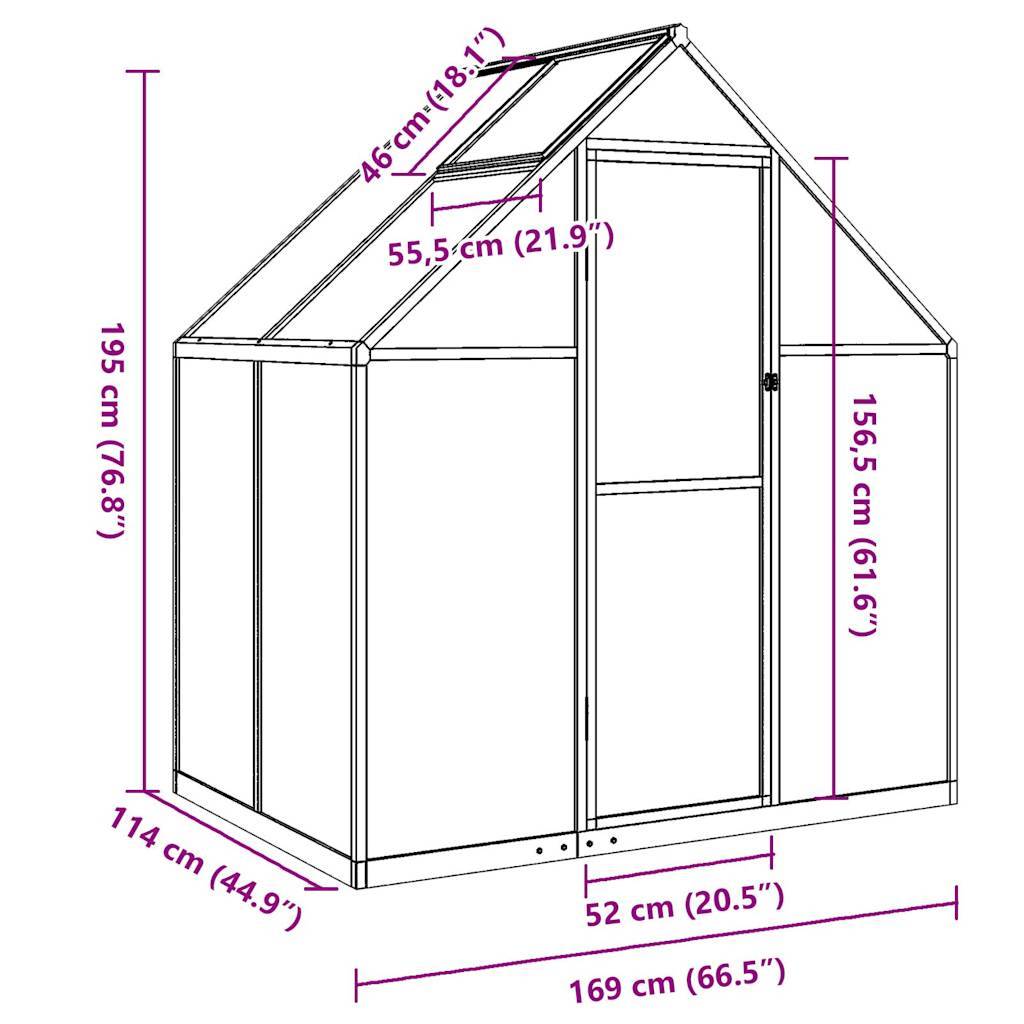 PANGIVO - Serre aluminium vert 169 x 114 x 195 cm - PANGIVO - Image 10