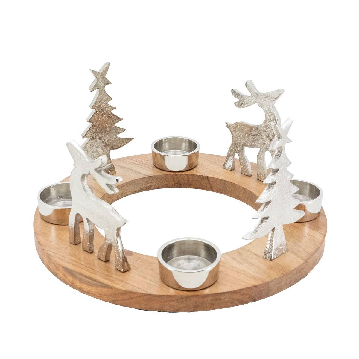 Aubry Gaspard - Support 4 bougies en bois et aluminium - Image 1