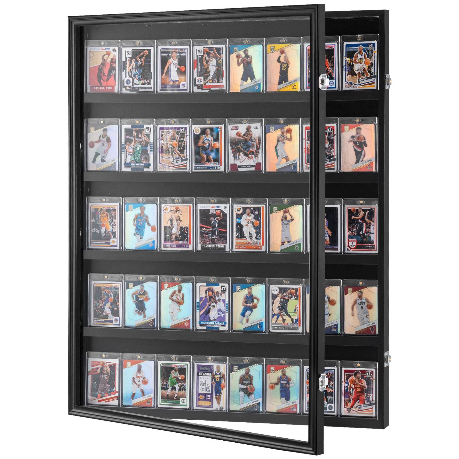VEVOR Présentoir 35 cartes de sport 61.7x77.5x5.5cm, vitrine verre PC UV 98% verrouillable, pour collection. - Image 1