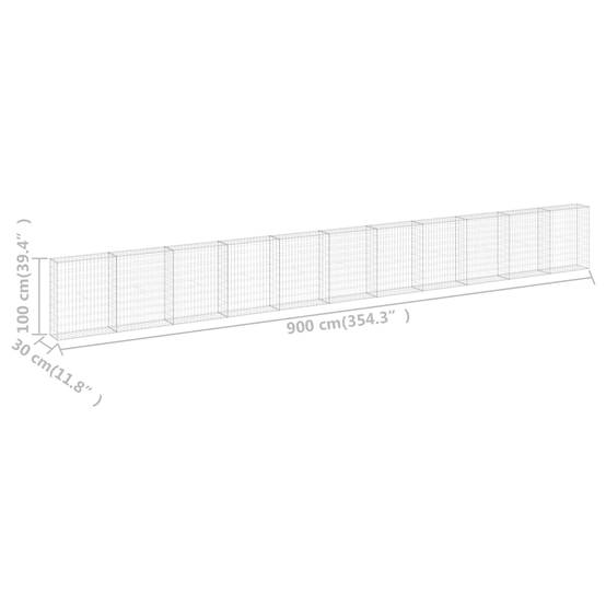 PANGIVO - Mur en gabion avec couvercles Acier galvanisé 900 x 30 x 100 cm - PANGIVO - Image 7