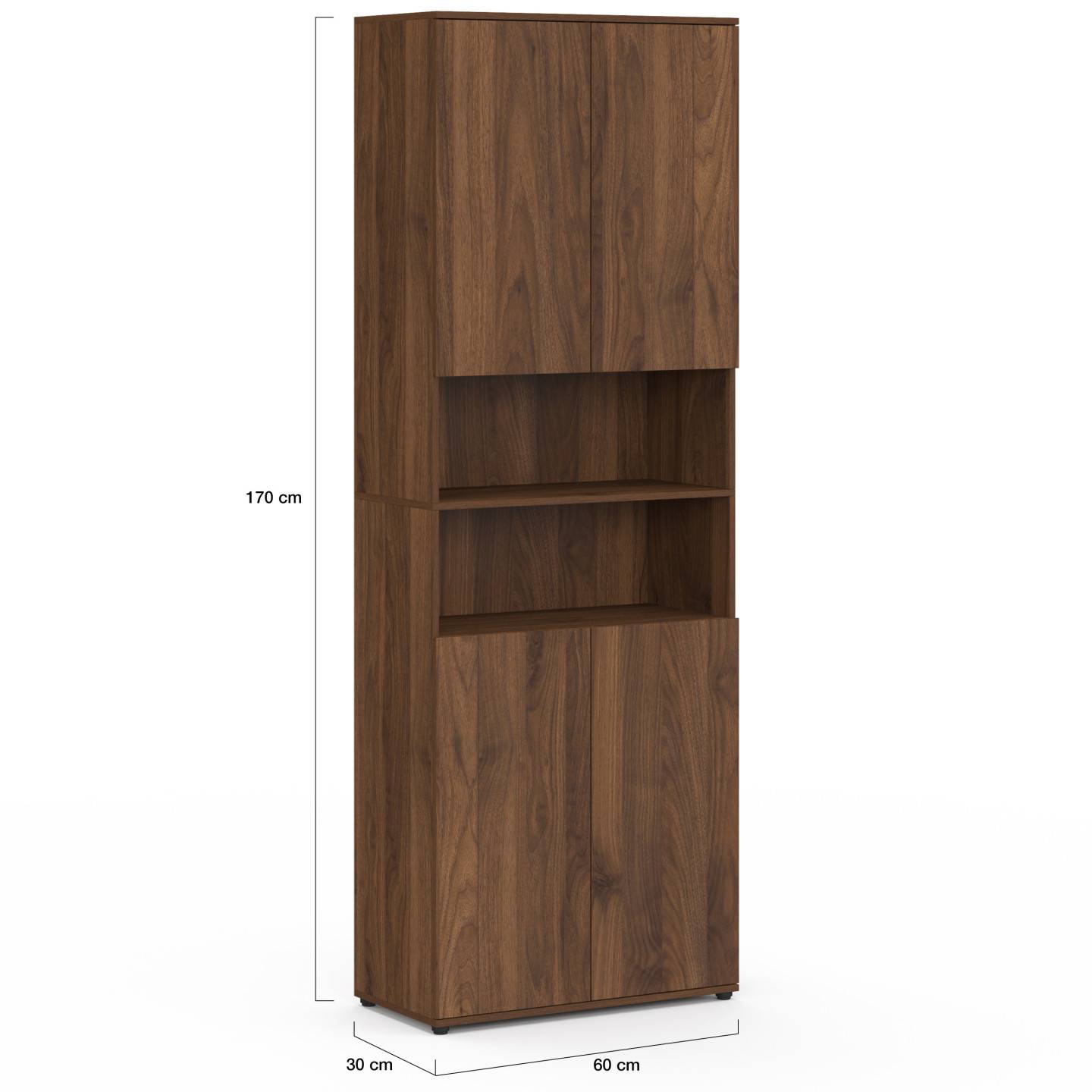 IDMARKET - Meuble armoire colonne salle de bain TOMI 4 portes 2 niches effet noyer - Image 5