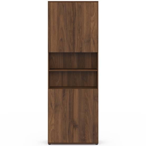 IDMARKET - Meuble armoire colonne salle de bain TOMI 4 portes 2 niches effet noyer - Image 3