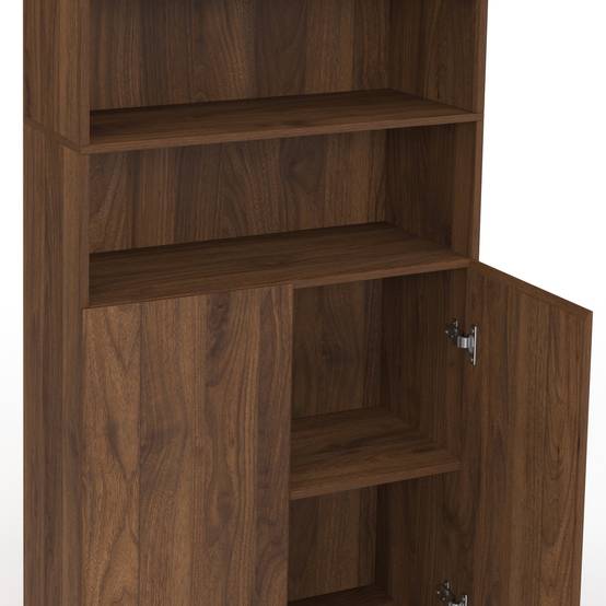 IDMARKET - Meuble armoire colonne salle de bain TOMI 4 portes 2 niches effet noyer - Image 6