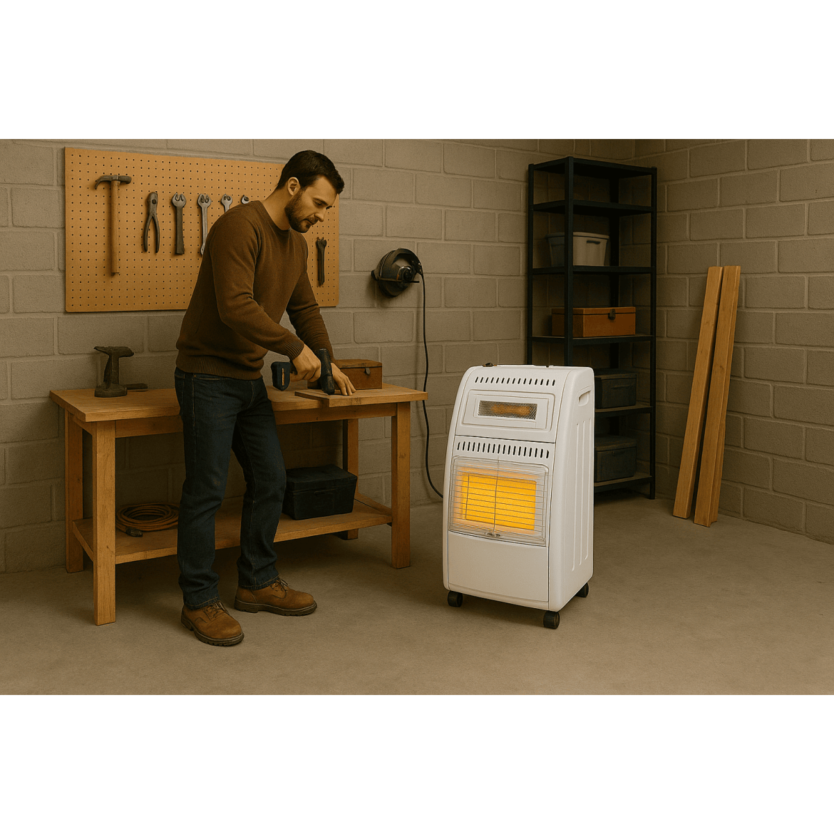 Poêle à gaz 5700W Chauffage d'appoint Hybride Gaz et Électrique 20-100 m² - Piezo KOMBI LINE - Image 8