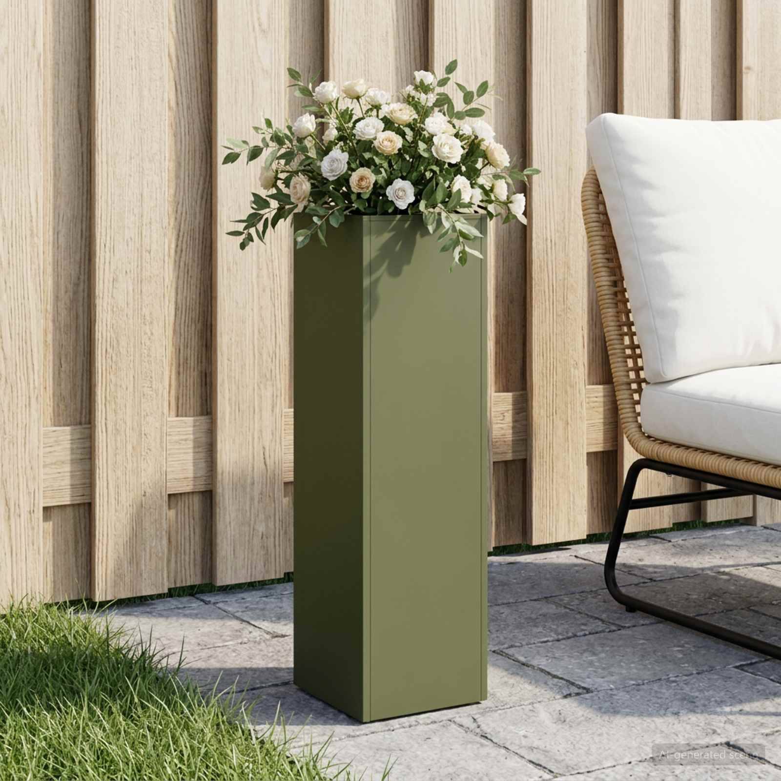 Vidaxl - Cache-pot de jardin Vert olive 20 x 20 x 75 cm vidaXL 8005322 - Image 1