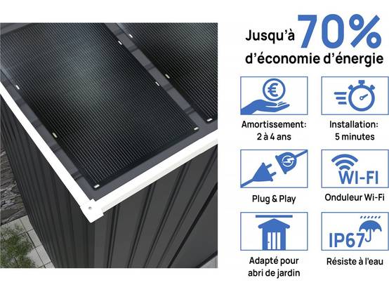 Abri De Jardin Métal- "vegas"- 2.7 M² Avec Panneaux Solaires - Gris -habitat Et Jardin - Image 3