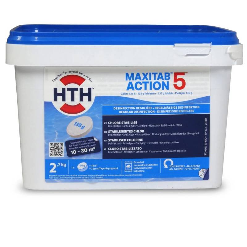 Chlore stabilisé hth® MAXITAB Action 5 - Galets 135g - 2,7 kg - 2,7 kg - Image 4