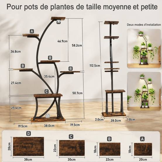 Étagère D'Angle Plantes Intérieures Avec Lumières De Culture 7 Niveaux Stable Salon Balcon Patio - Image 7