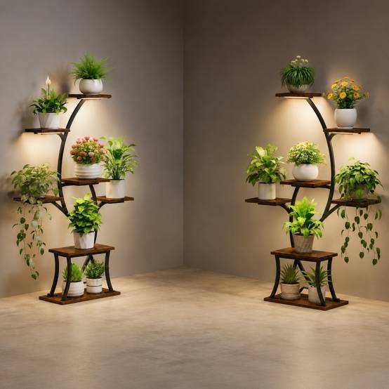 Étagère D'Angle Plantes Intérieures Avec Lumières De Culture 7 Niveaux Stable Salon Balcon Patio - Image 2