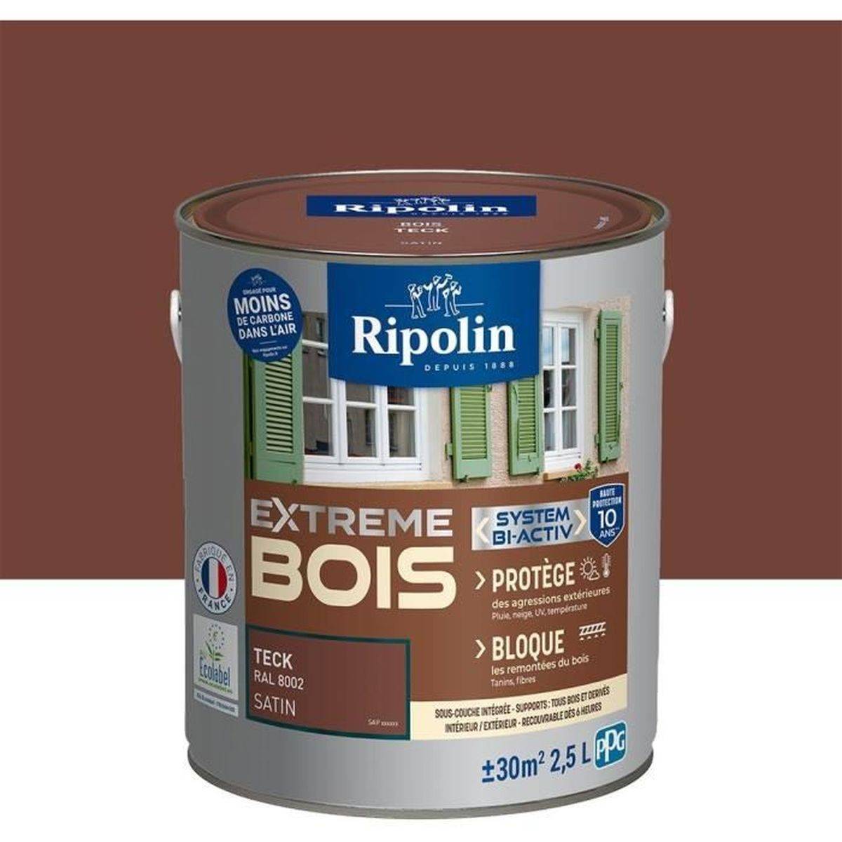 Ripolin - Peinture bois satin protection extrême teck 2,5 L bi-active 10 ans - RIPOLIN - Image 2