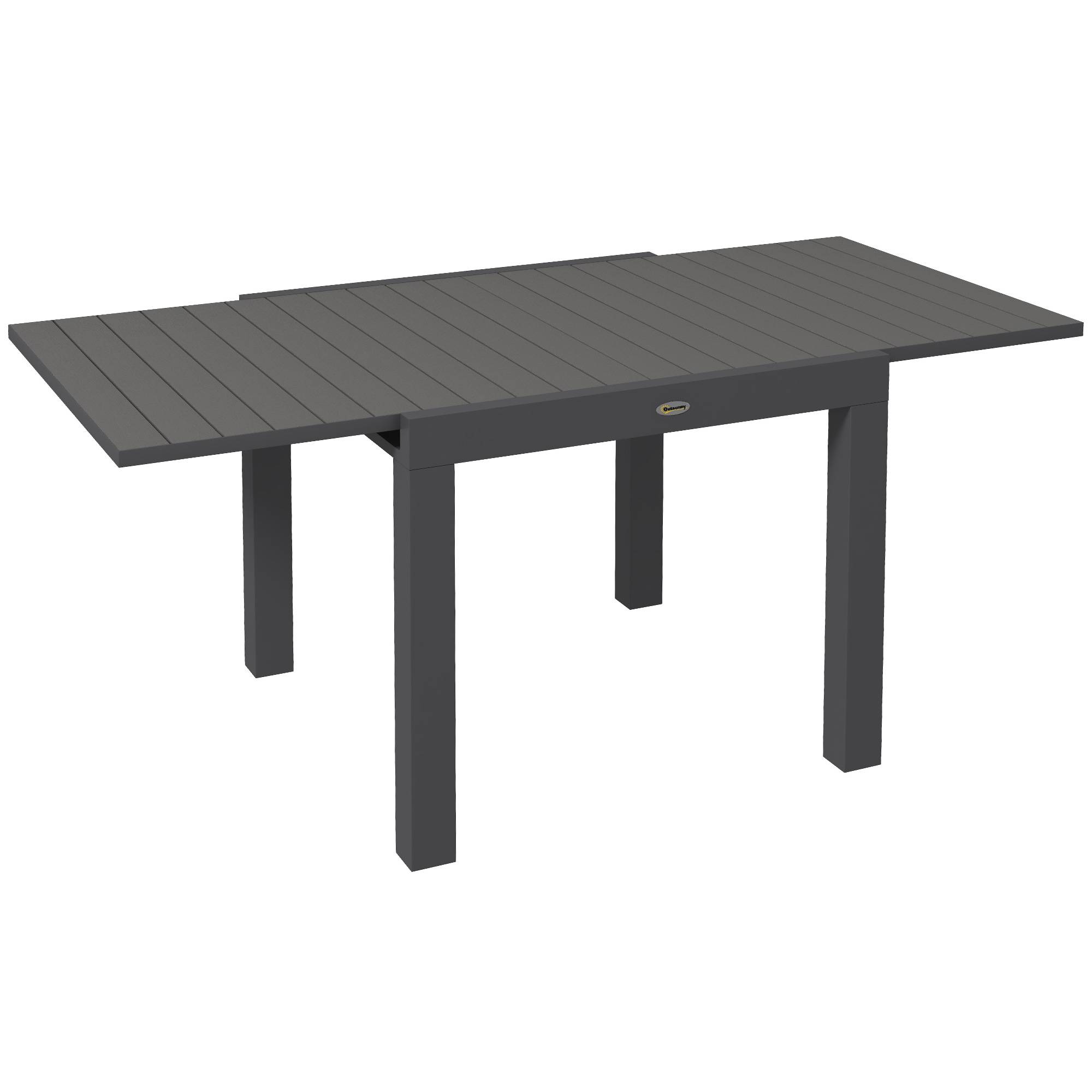 Table repas aluminium extensible grise 81/162x80x75cm, capacité 6 personnes jardin balcon - Image 1
