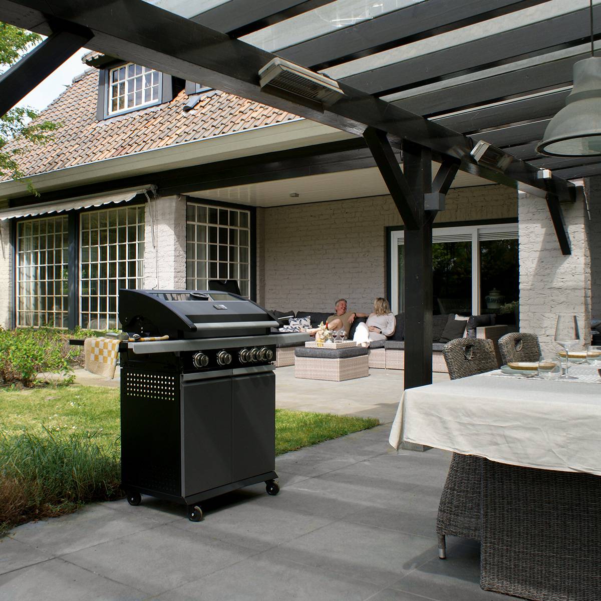 Barbecue à gaz Patton Patio Pro Chef avec 4 brûleurs et brûleur latéral - Frozen Grey - Image 2