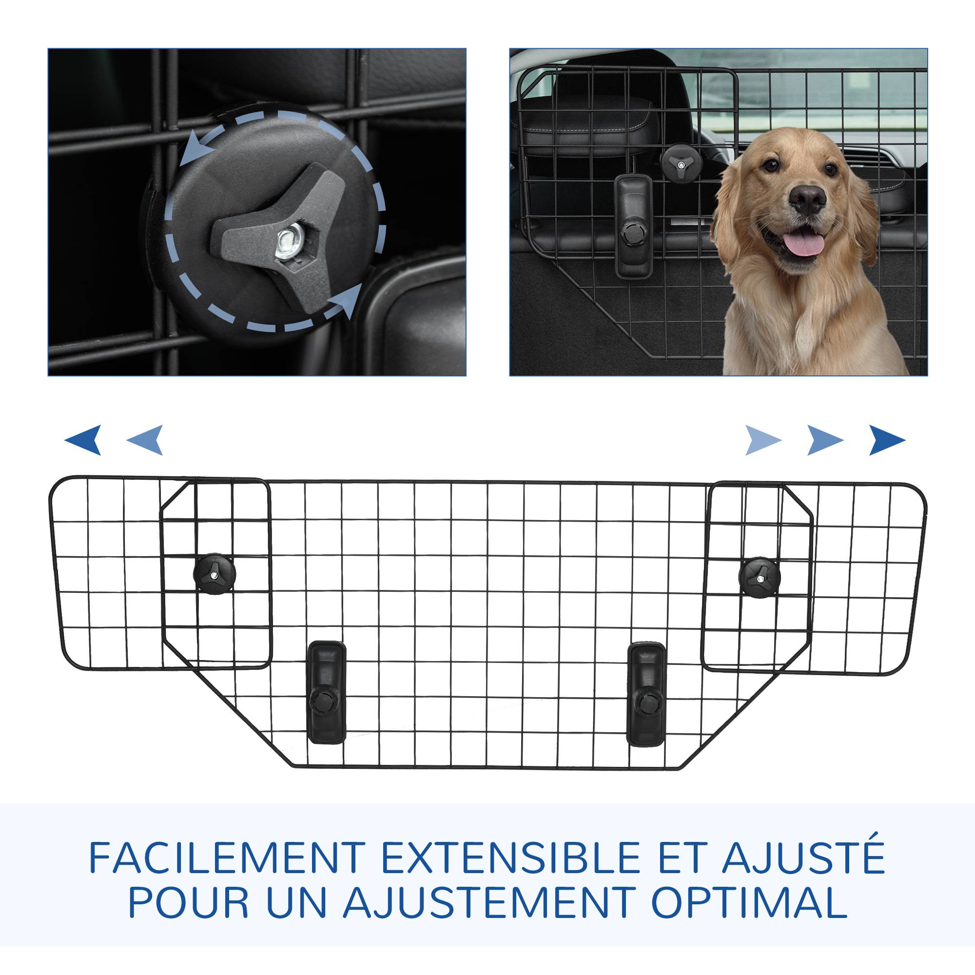 Grille de protection universelle pour chien barrière de sécurité de voiture pour chiens largeur ajustable 90-120 cm noir - Image 9