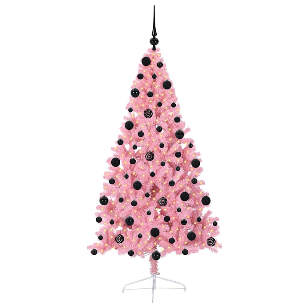 Vidaxl - Sapin de Noël artificiel pré-éclairé Rose 210 cm PVC vidaXL 3397090 - Image 4