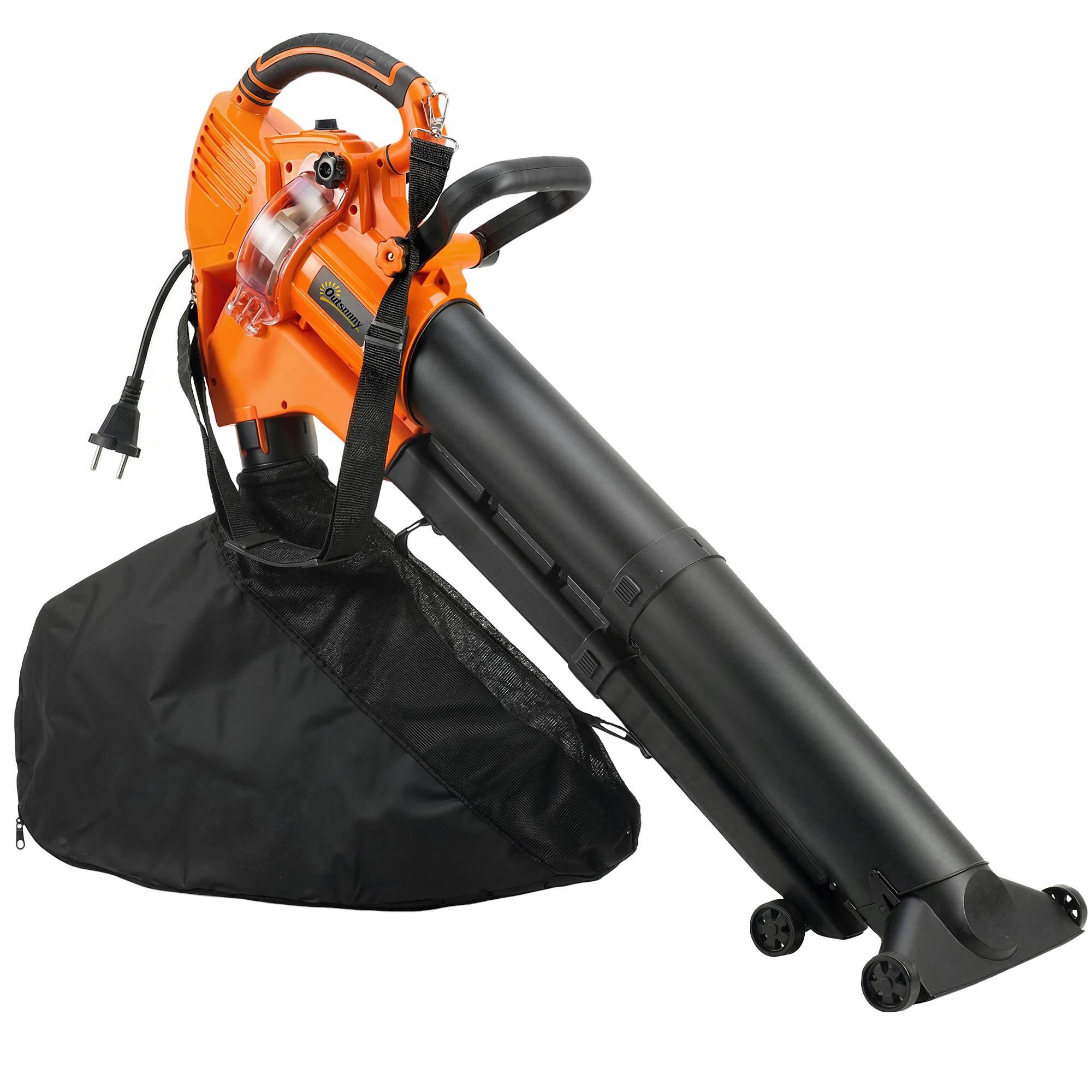 Aspirateur-souffleur de feuilles filaire 3000w 3-en-1 avec fonction broyage, sac de collecte 40l, 4 roues, vert - Image 1