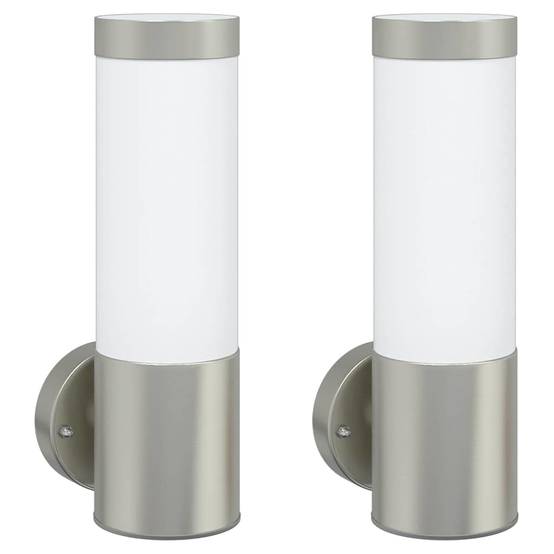 2pcs Appliques murales extérieures - Lampes murales extérieures Argent 12 x 7.5 x 27 cm g8 - Image 1