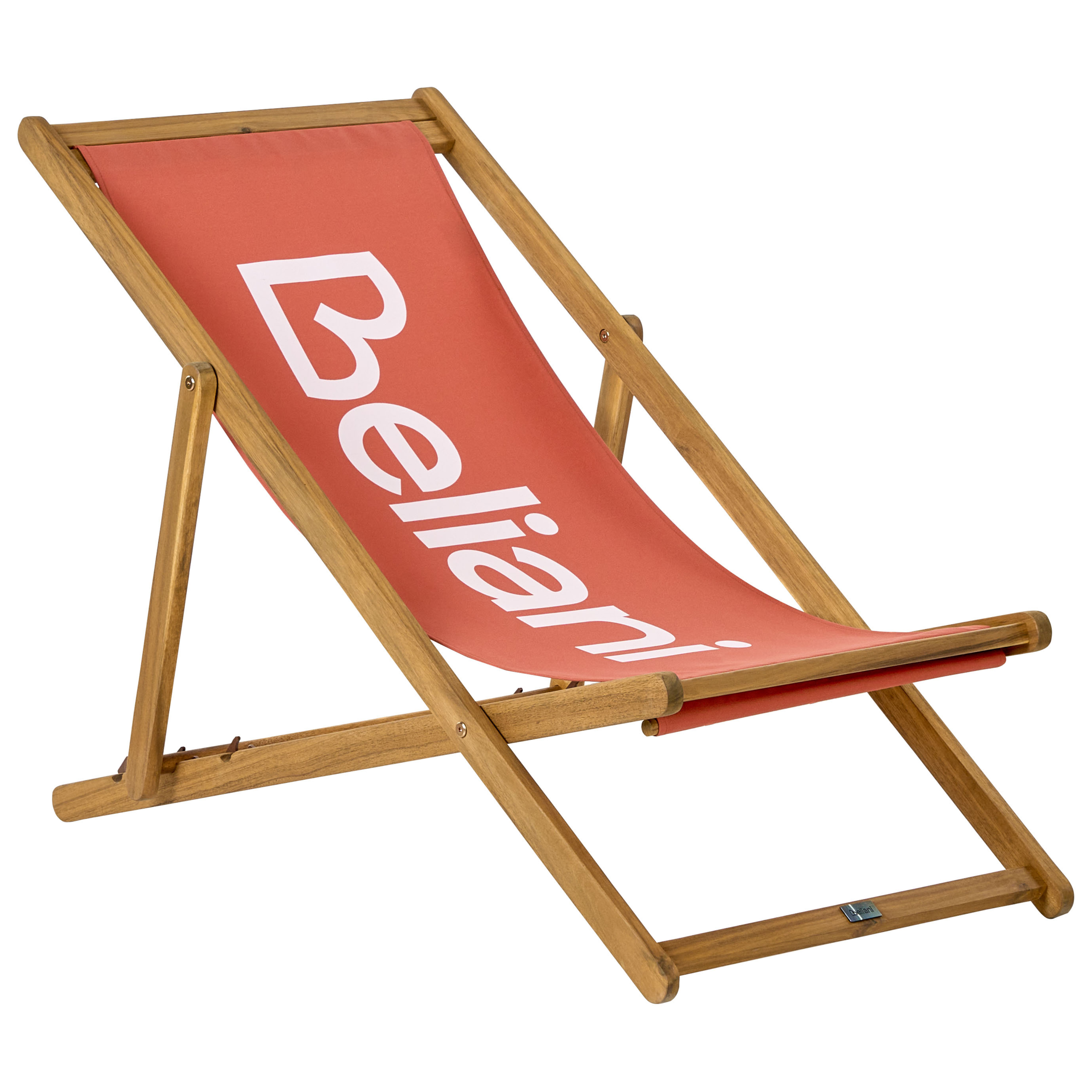 Chaise Longue Rouge et Bois d'Acacia Clair en Tissu Pliante Meuble de Jardin Inclinable - Image 1