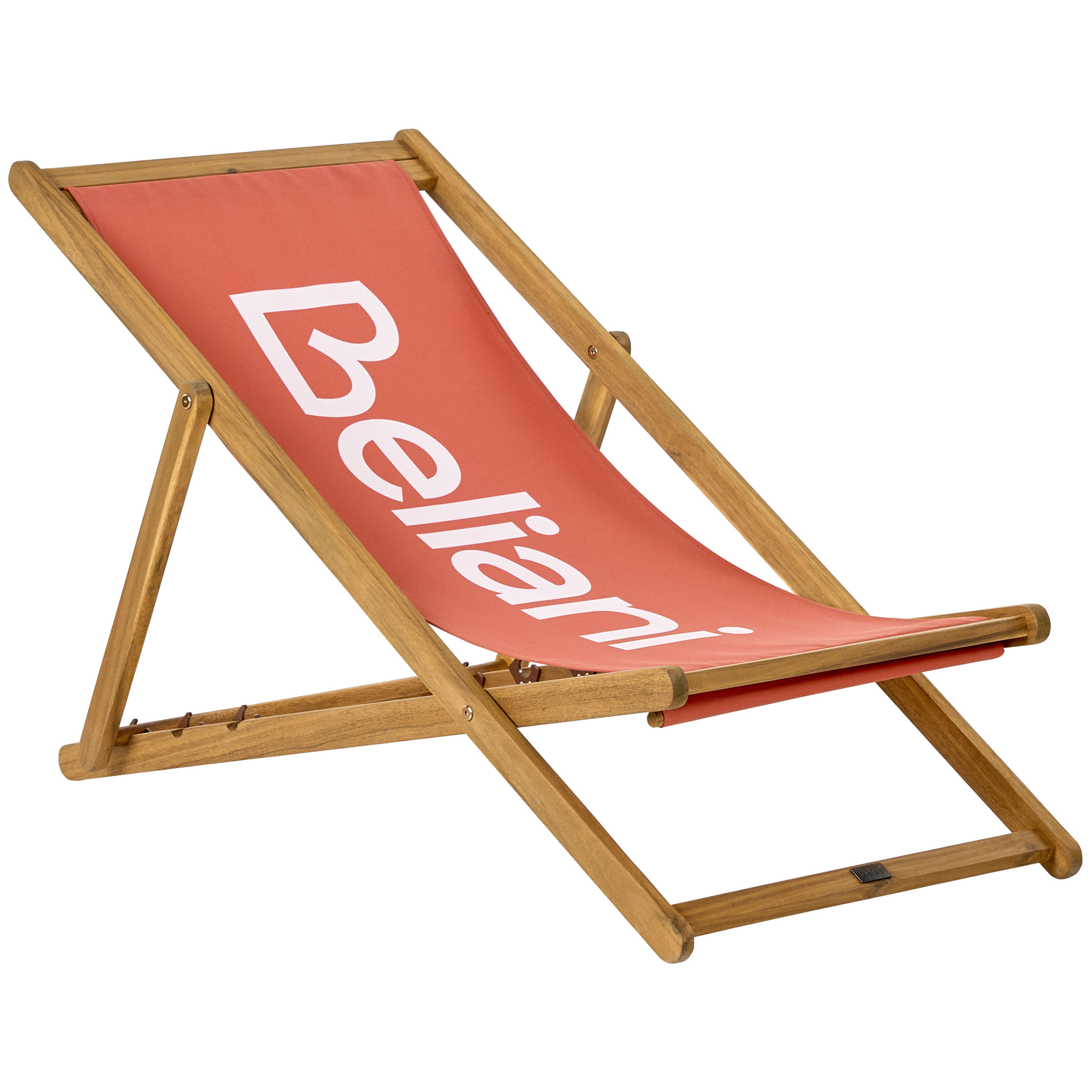 Chaise Longue Rouge et Bois d'Acacia Clair en Tissu Pliante Meuble de Jardin Inclinable - Image 5