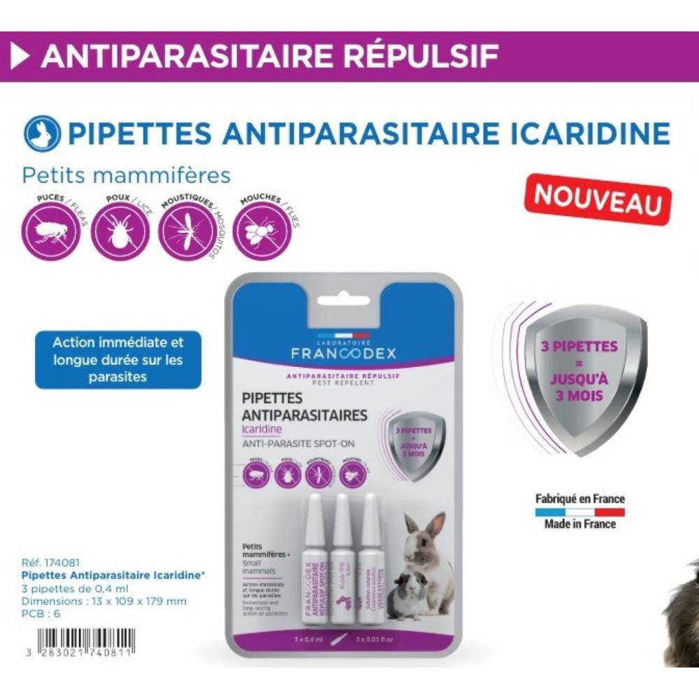Francodex - 3 Pipettes antiparasitaires protection renforcée pour rongeurs - Image 2