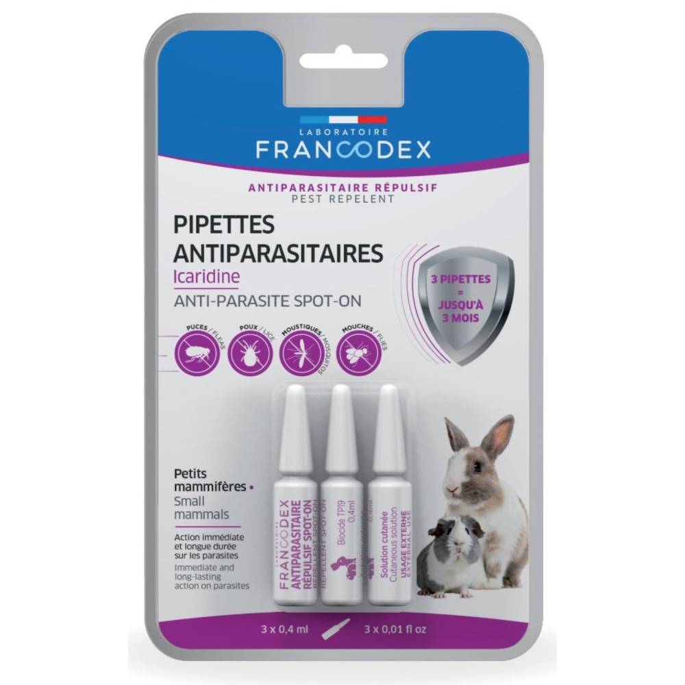 Francodex - 3 Pipettes antiparasitaires protection renforcée pour rongeurs - Image 1