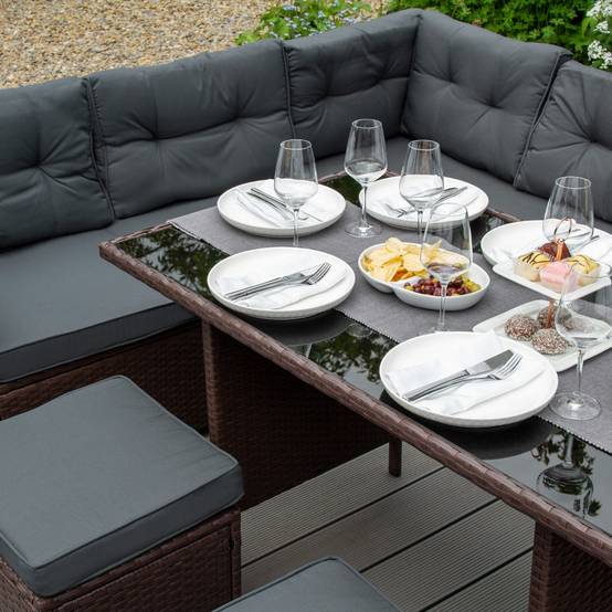 Monstershop - Salon de Jardin 9 personnes & Coffre de Rangement en Rotin – Marron - Image 4
