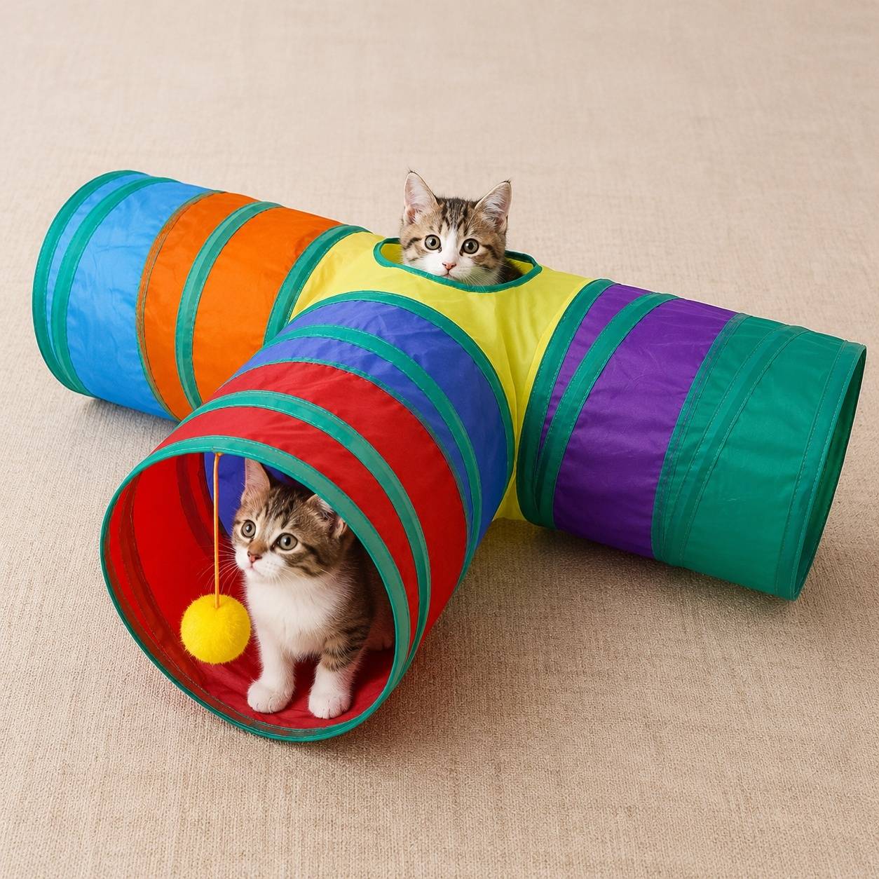 Tunnel Pliable pour Chat 3 Voies Polyvalent avec Trou de Observation - Image 2