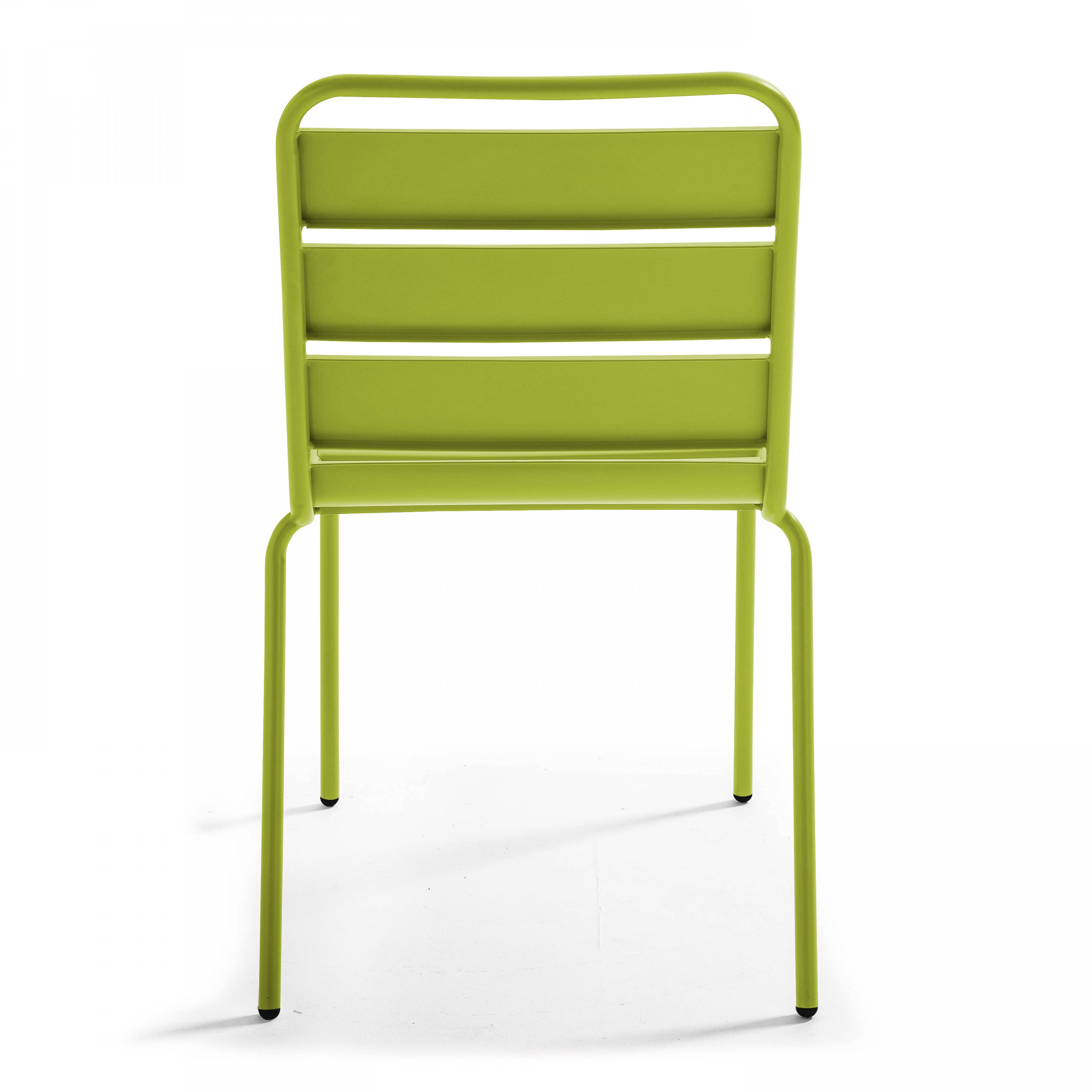 Oviala - Ensemble table de jardin carrée et 2 chaises acier vert Palavas - Oviala - Image 6