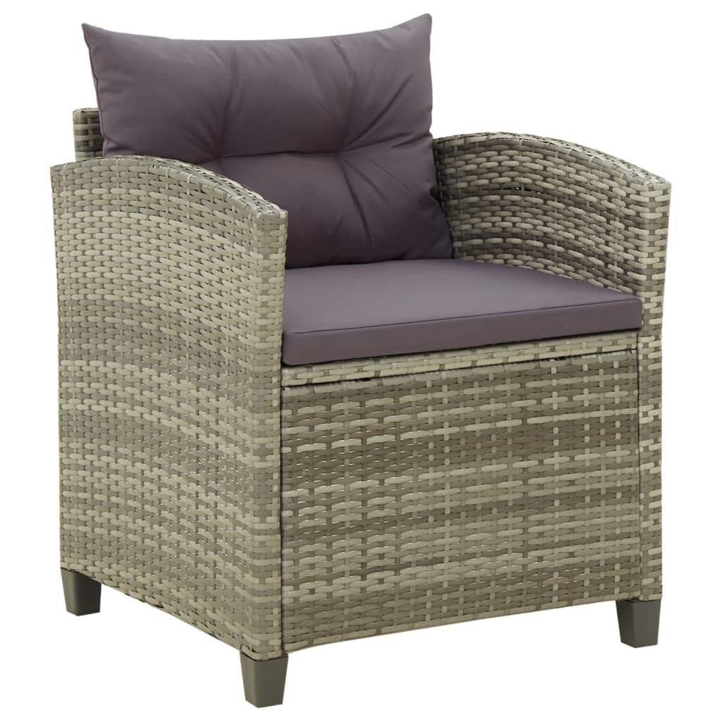 Fauteuil Bas de Jardin en Résine Tressée avec Coussins pour Salon d'Extérieur Gris – ComfortXL Outdoor Living