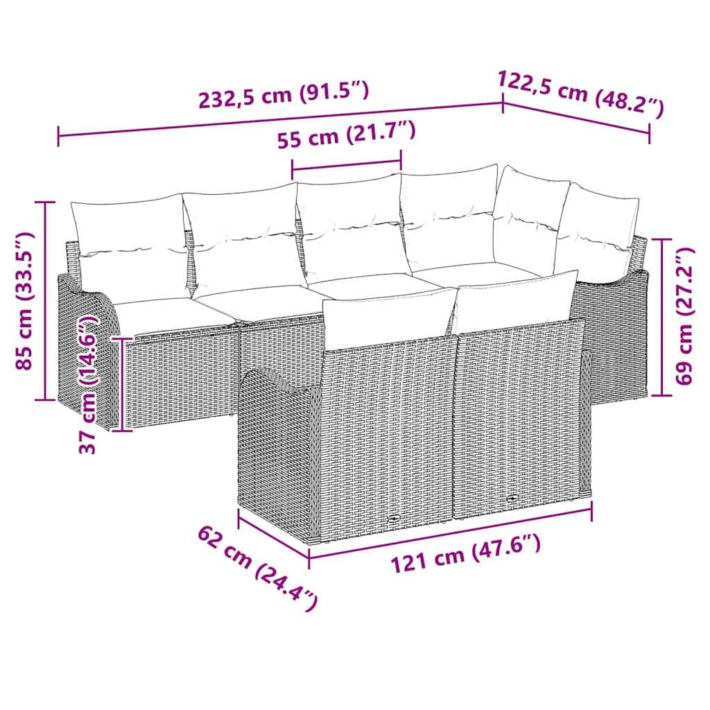 Salon de jardin 6 places 6 pcs avec rangement et repose-pieds modulable Beige – ComfortXL Outdoor Living - Image 4