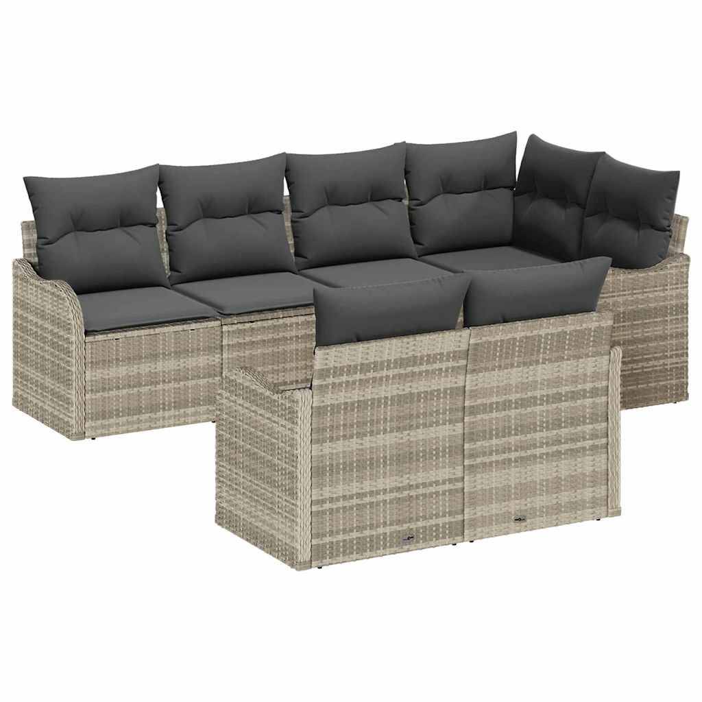 Salon de jardin 6 places 6 pcs avec rangement et repose-pieds modulable Beige – ComfortXL Outdoor Living - Image 2