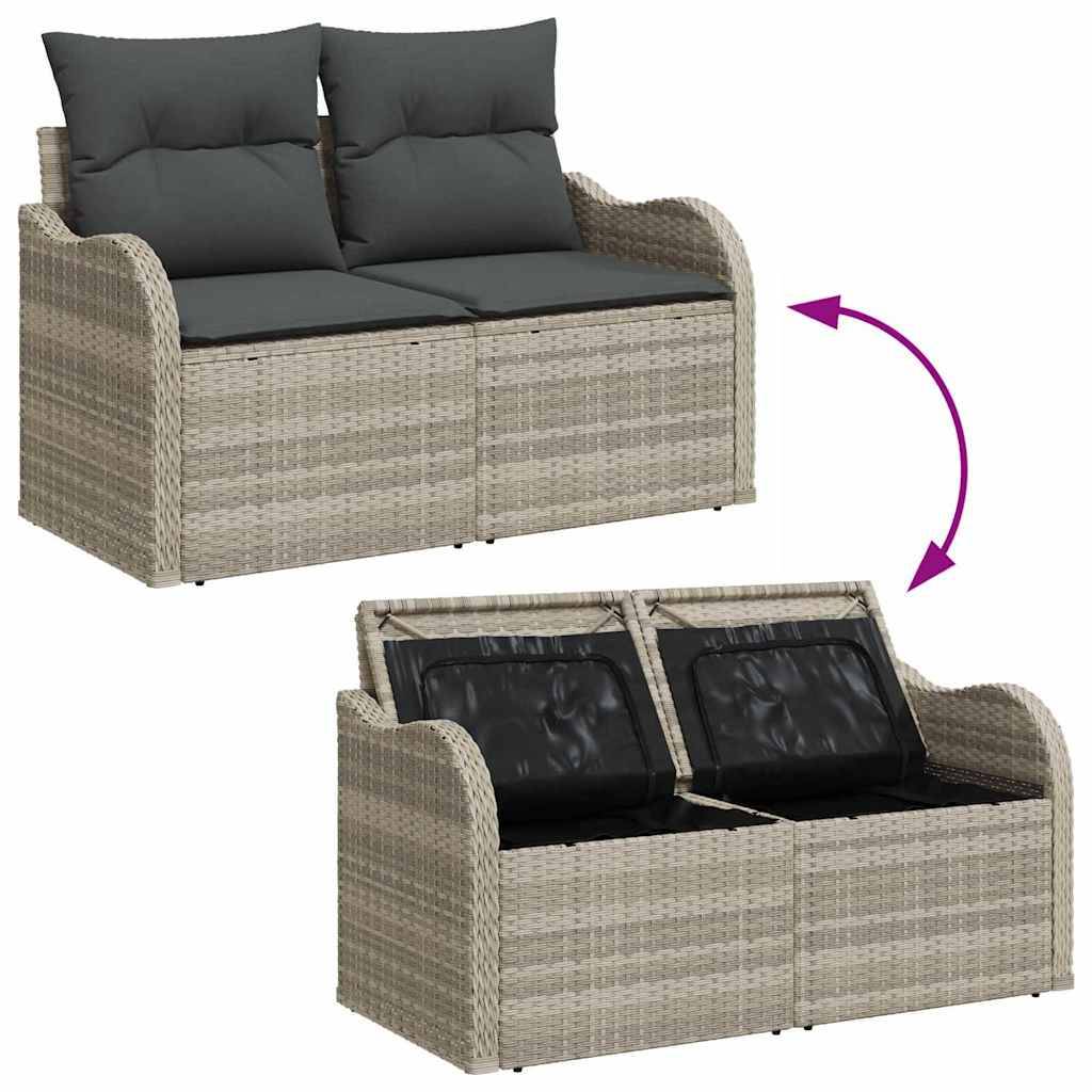 Salon de jardin 6 places 6 pcs avec rangement et repose-pieds modulable Beige – ComfortXL Outdoor Living - Image 9