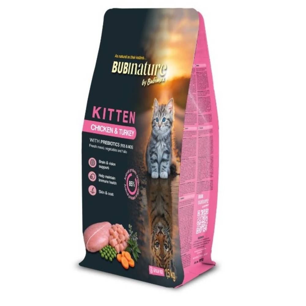 Bubimex - Croquettes chaton sans céréales poulet et dinde Bubi Nature - 1,5 kg